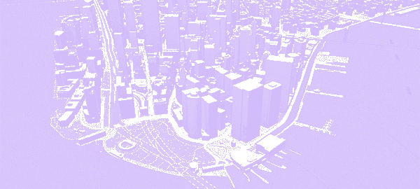 zooming in on city skyline