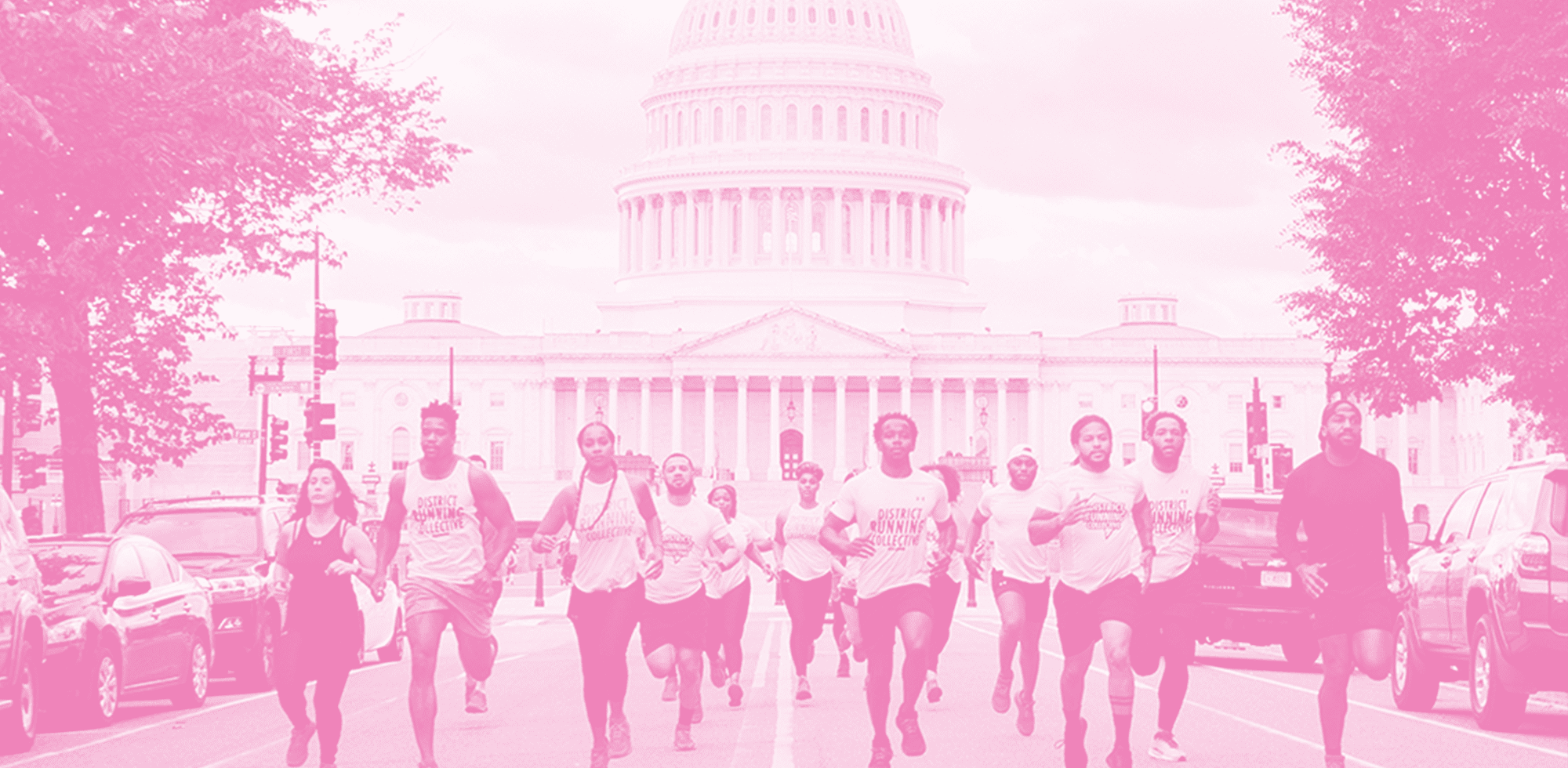 people running in front of the capitol building 